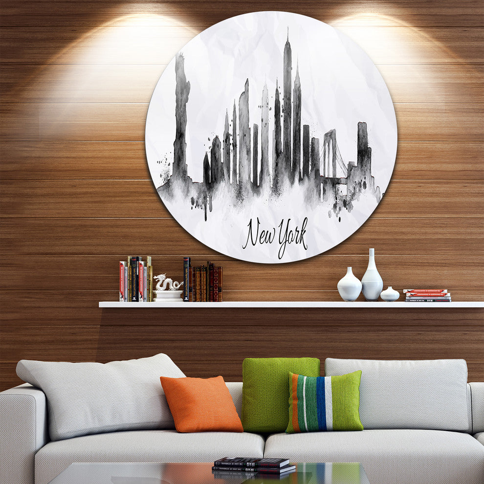 Silhouette Ink New York, Cityscape Disc Metal Artwork, 11"