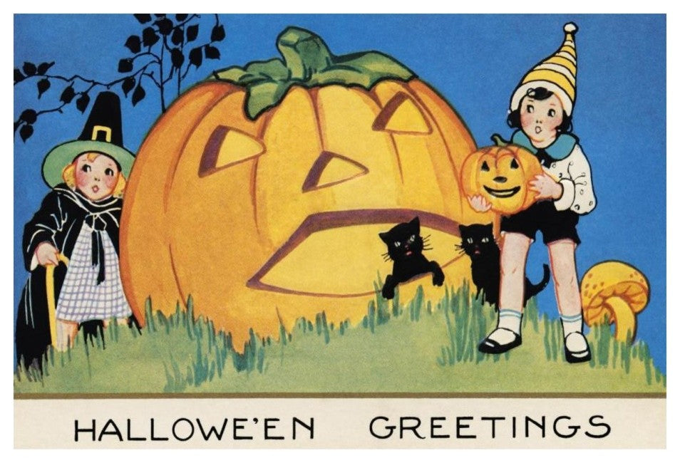 "Hallowe'en Greetings" Digital Paper Print by Halloween, 24"x17"