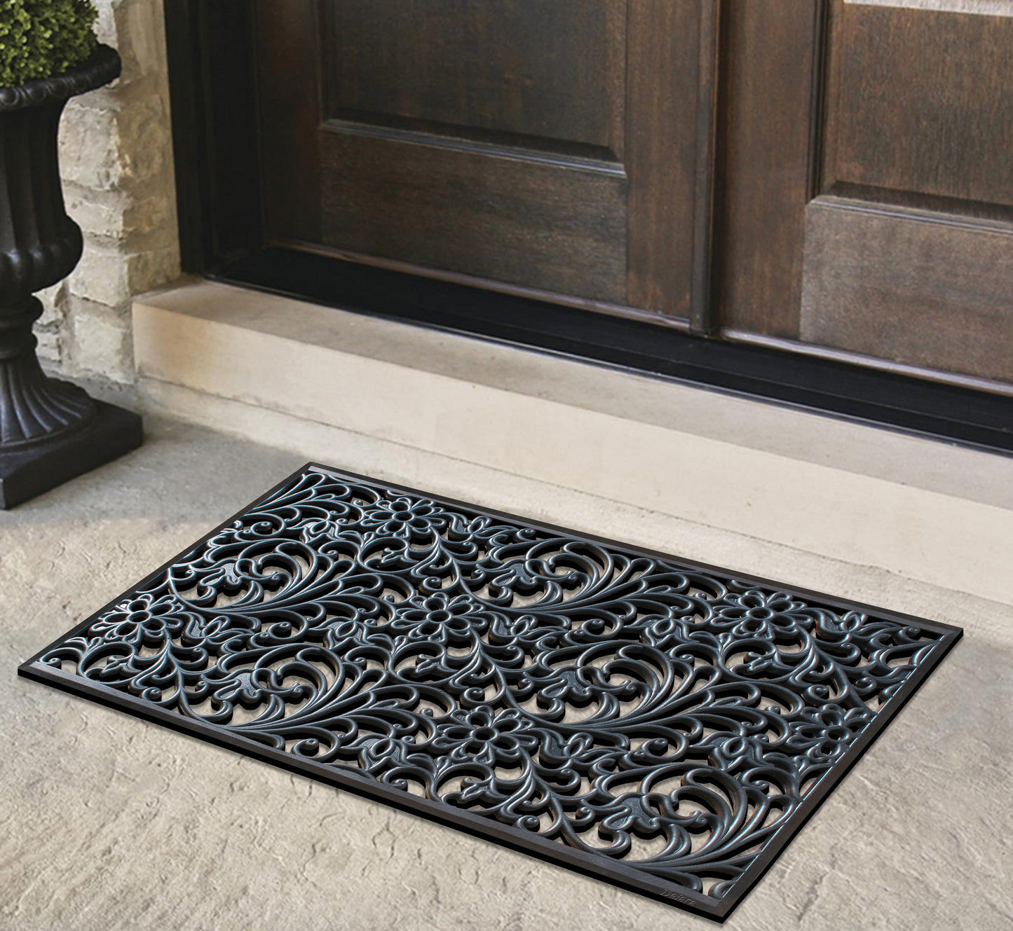 A1HC Floral Large Natural Rubber, Outside entryway Durable Doormat 30"� X 48"