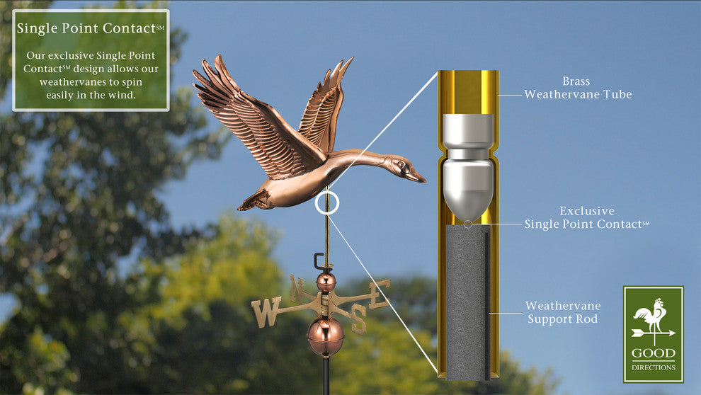 Feathered Goose Weathervane, Pure Copper