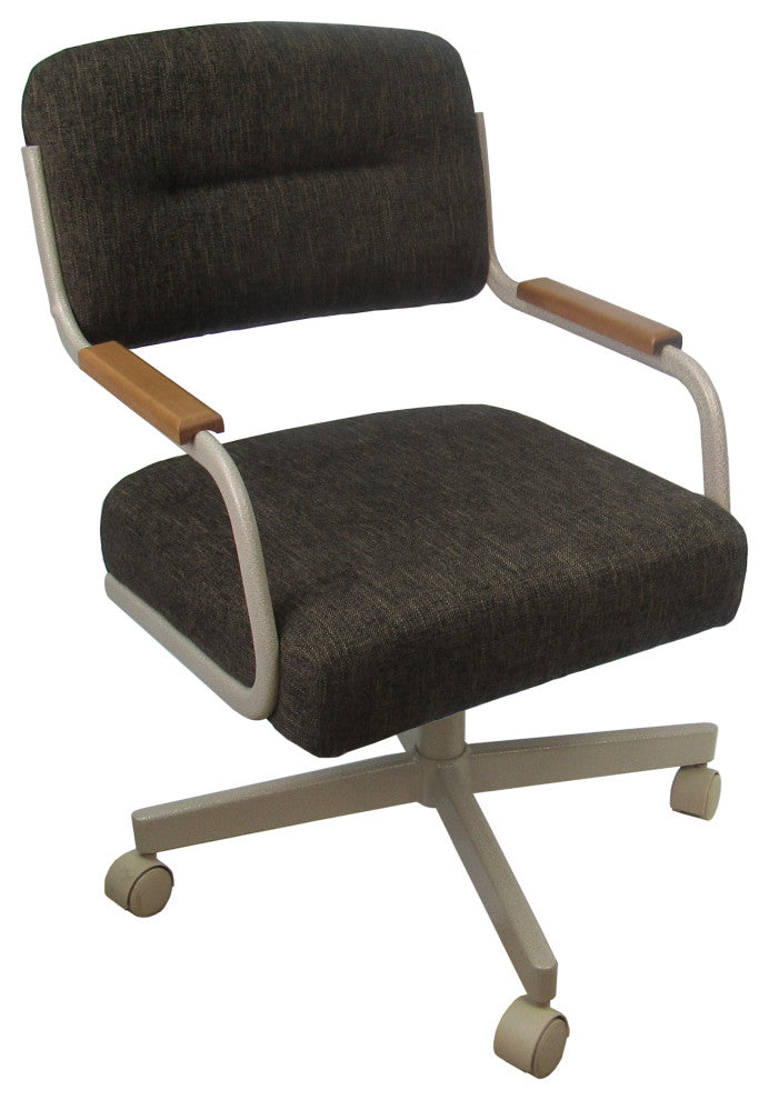 Swivel Tilt Kitchen Caster Chair with Wheels - M-114, Sanora Brown - Beige Natur