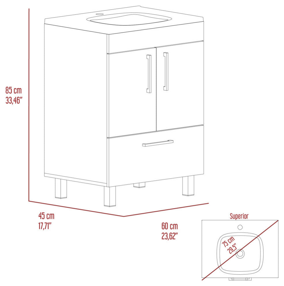 Otello Single Bathroom Vanity, Light Gray