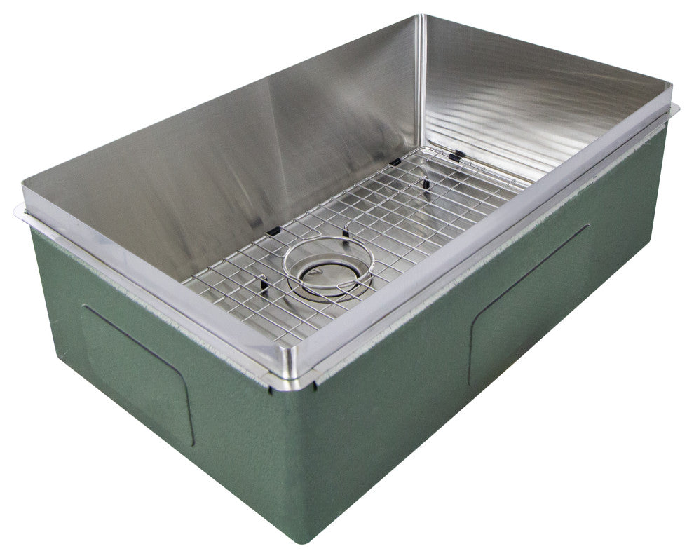 Transolid 29"x18" Rimless Single Bowl Kitchen Sink, Stainless