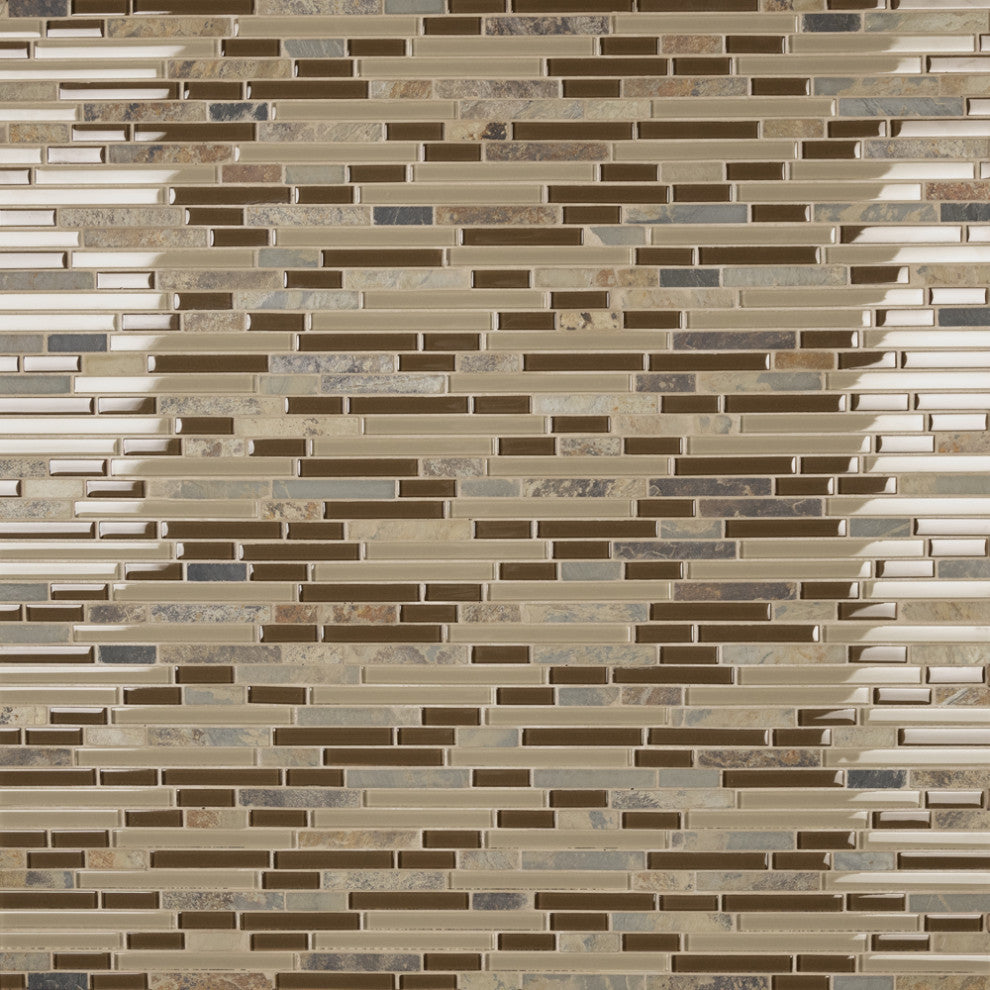 Tessera Piano Glass and Stone Mosaic Wall Tile, Brixton, Brixton