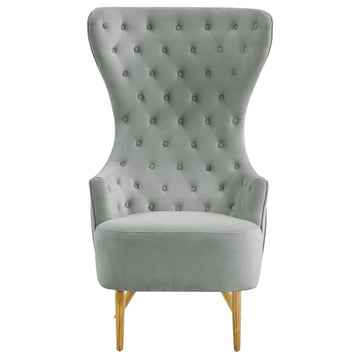 TOV Furniture Jezebel Grey Velvet Wingback Chair