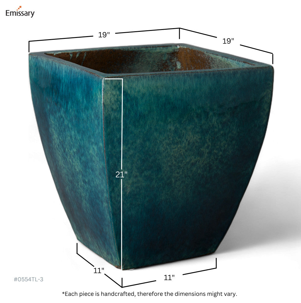21 In Teal Ceramic Square Planter