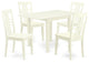 5Pc Dining Set, A Table, 4 Chairs, Solid Wood Seat, Panel Back, Linen White