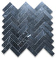 Nero Marquina Black Marble 1x3 Herringbone Mosaic Tile Polished, 1 sheet