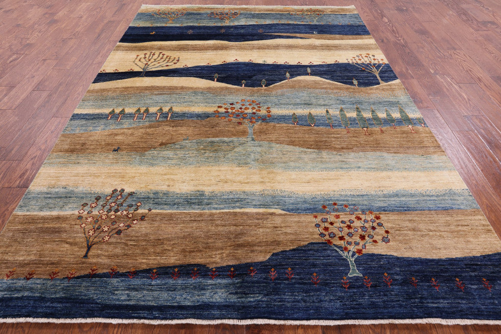 Tribal Persian Gabbeh Hand Knotted Wool Rug 6' 9" X 9' 9" Q5283