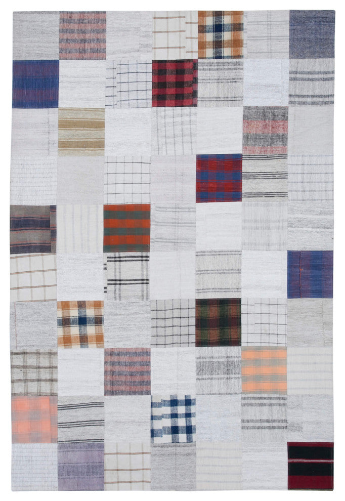 Rug N Carpet - Handmade Turkish 6' 8'' x 9' 10'' Rustic Patchwork Kilim Rug