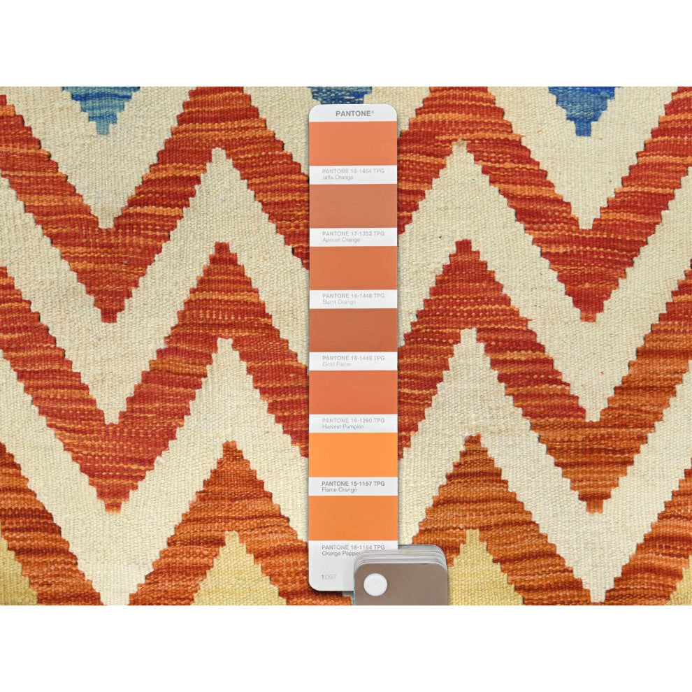 Colorful, Afghan Kilim Flat Weave, Organic Wool Hand Woven Rug, 6'6"x9'3"