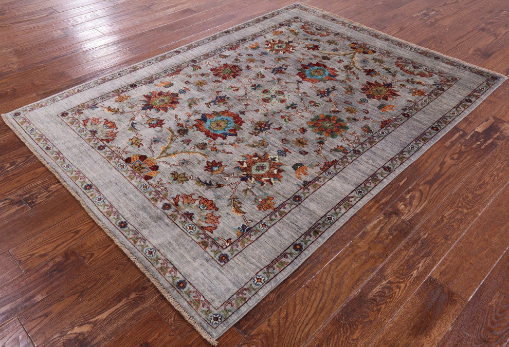 Persian Tabriz Hand Knotted Wool Rug 4' 11" X 6' 8" - Q12197