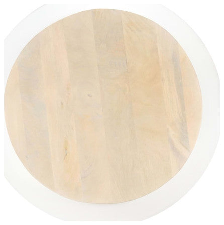 vidaXL Coffee Table Round End Table Accent Sofa Table White Solid Wood Mango