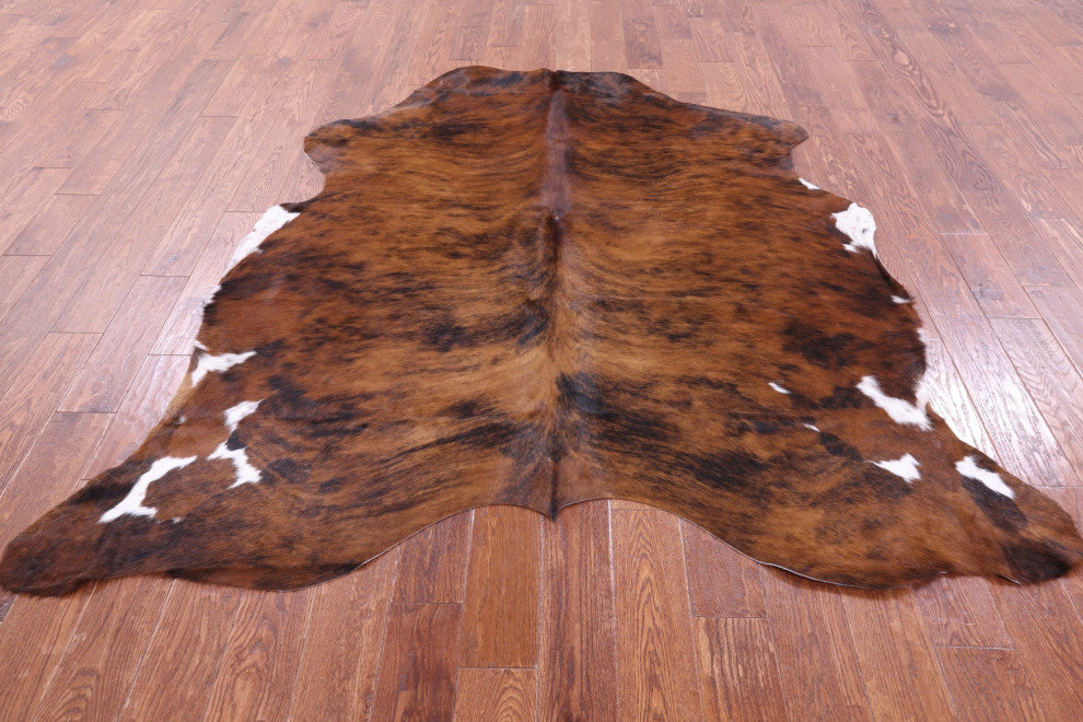 6' 9" X 6' 4" Brindle Natural Cowhide Rug C1970