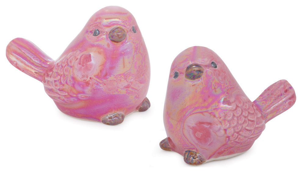 Irredescent Ceramic Bird Figurine, 6-Piece Set