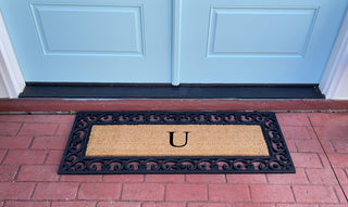 First Impression Hand Crafted Myla Monogrammed Large Entry Doormat, 18"x48", U