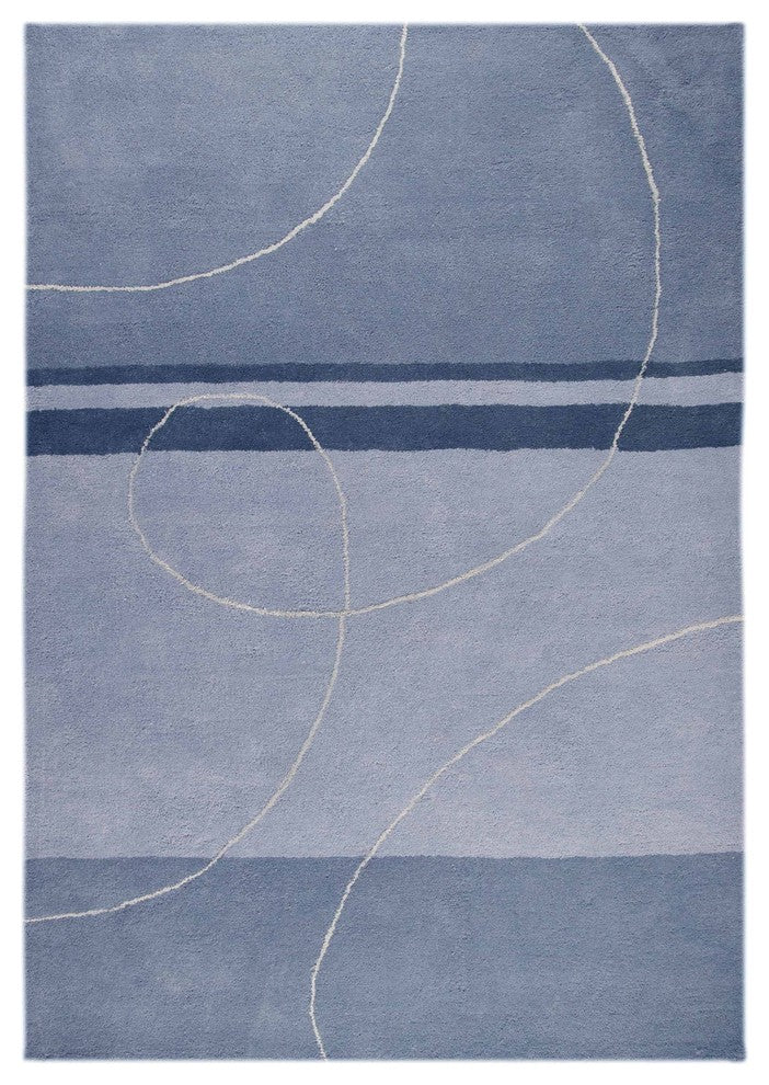 Hand Tufted Aqua Wool Area Rug