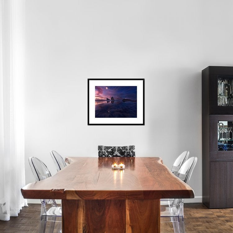 "Golden Bay When Night Falls" Framed Digital Print by Yan Zhang, 30"x24"