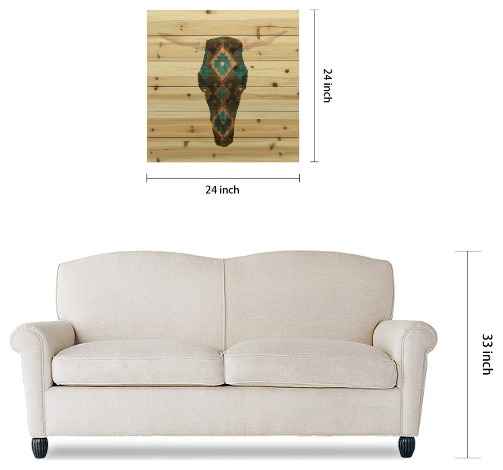 "Day of the Dead Skull Mount" Wood Wall Art Digital Print on Solid Wood Set of 2