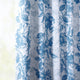 Blue Poppy Printed Linen Textured Room Darkening Curtain Single Panel, 50"x108"