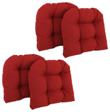 19" U-Shaped Twill Tufted Dining Chair Cushions, Set of 4, Ruby Red