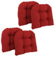 19" U-Shaped Twill Tufted Dining Chair Cushions, Set of 4, Ruby Red