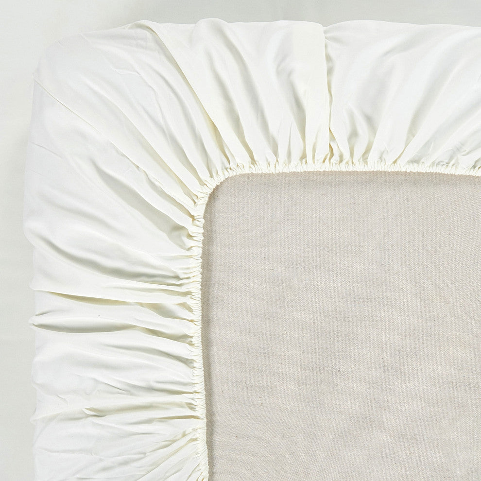 Serenta Trois Embroidered 4 Piece Bed Sheet Set, Ivory, Twin