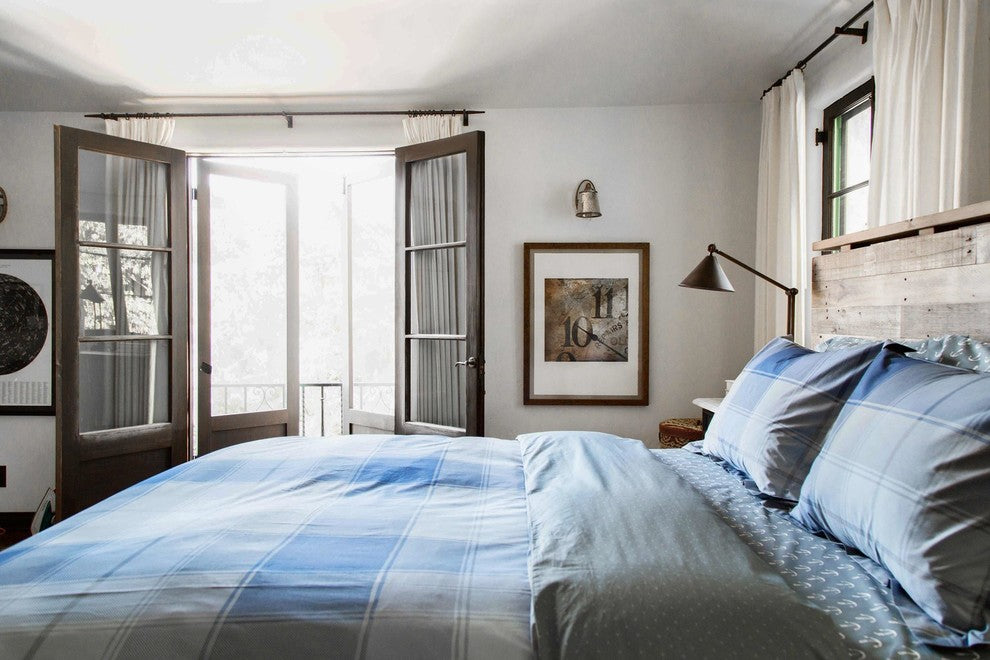 Pale Blue Plaid Duvet Cover Set Set