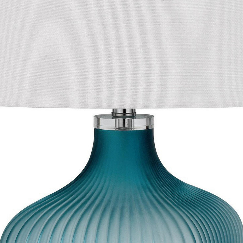 Benzara BM282150 26" Accent Table Lamp, Unique Tapered Glass Base, Aqua Blue