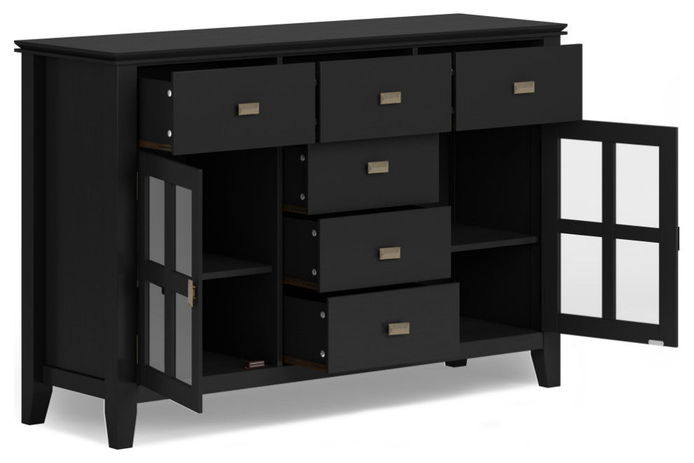 Artisan Solid Wood Sideboard Buffet, Black