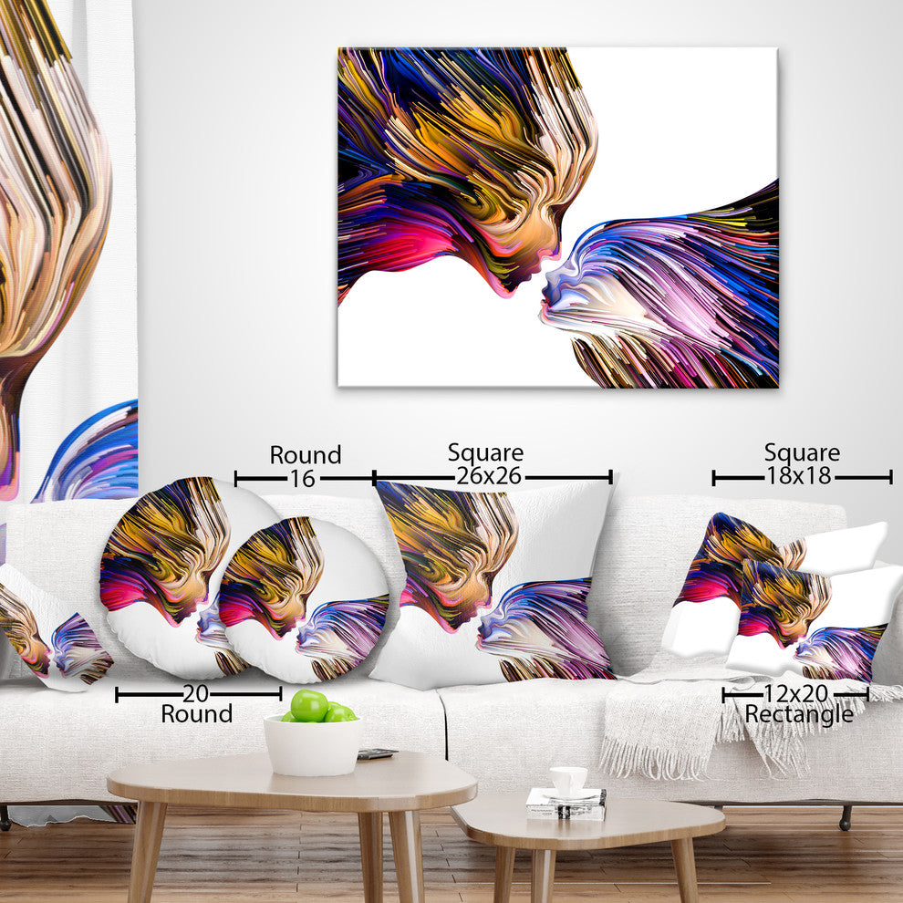 White Stained Glass Floral Art Floral Throw Pillow, 18"x18"