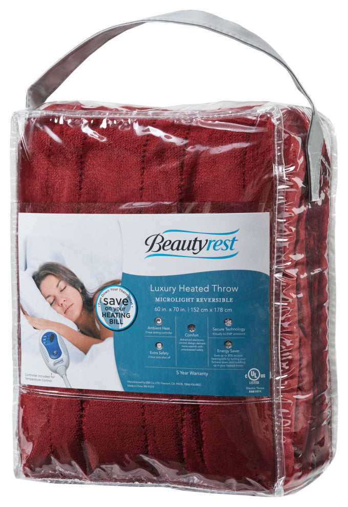 Beautyrest Knitted Solid Microlight Heated Throw, Red