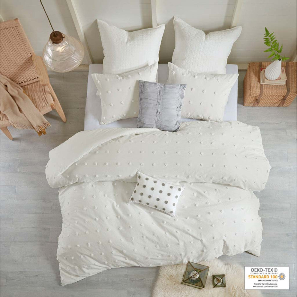 Urban Habitat Brooklyn Pom-Pom 7-Piece Duvet Cover Set, Ivory