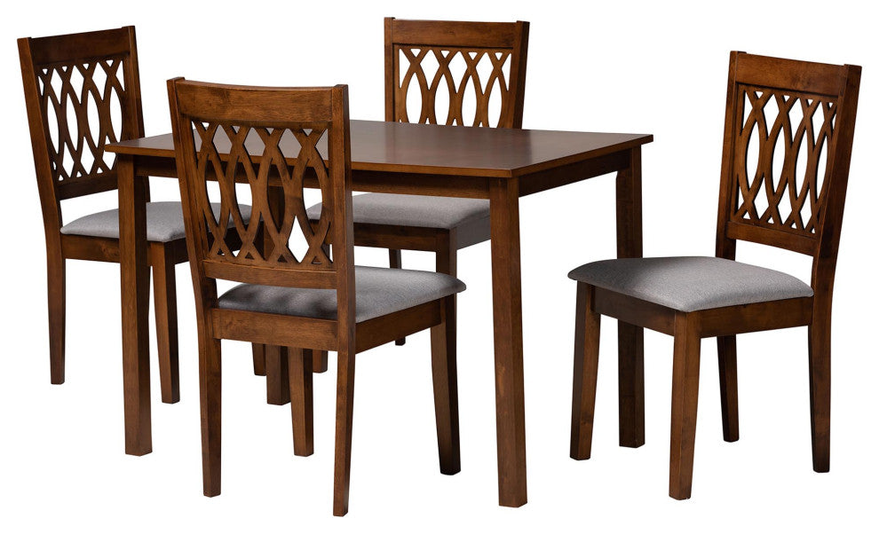 Denia Dining Collection, Gray/Walnut Brown, 5-Piece Dining Set