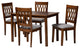 Denia Dining Collection, Gray/Walnut Brown, 5-Piece Dining Set