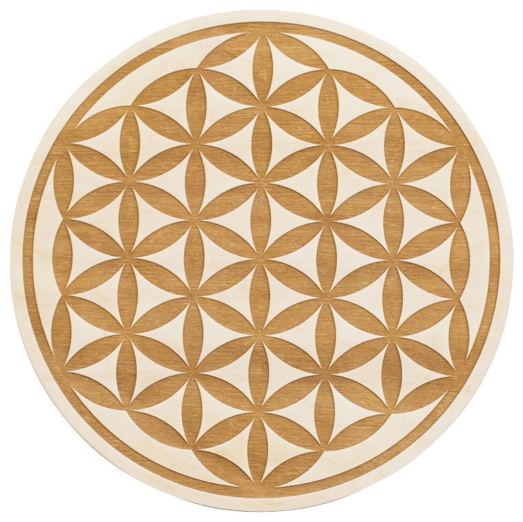 Flower of Life Engraved Wood Sign, 8"x8"
