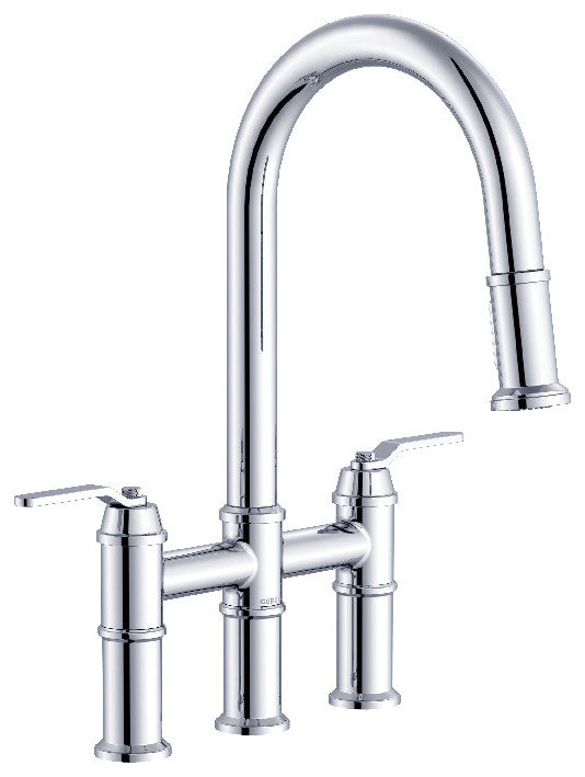 Kinzie Two Handle Pull-Down Bridge, Chrome
