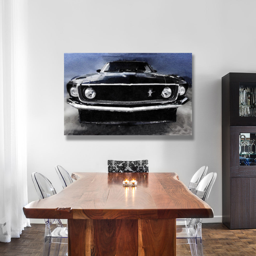 "1968 Ford Mustang Shelby Front Watercolor" Fine Art Print