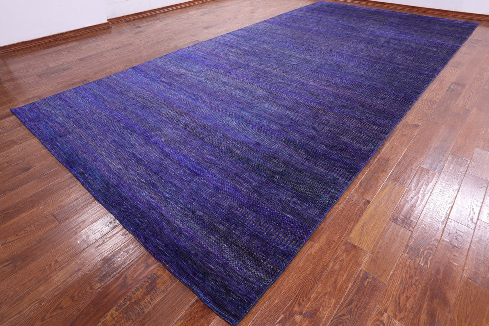 9' 0" X 18' 8" Wool and Silk Handmade Super Savannah Gabbeh Rug Q6111