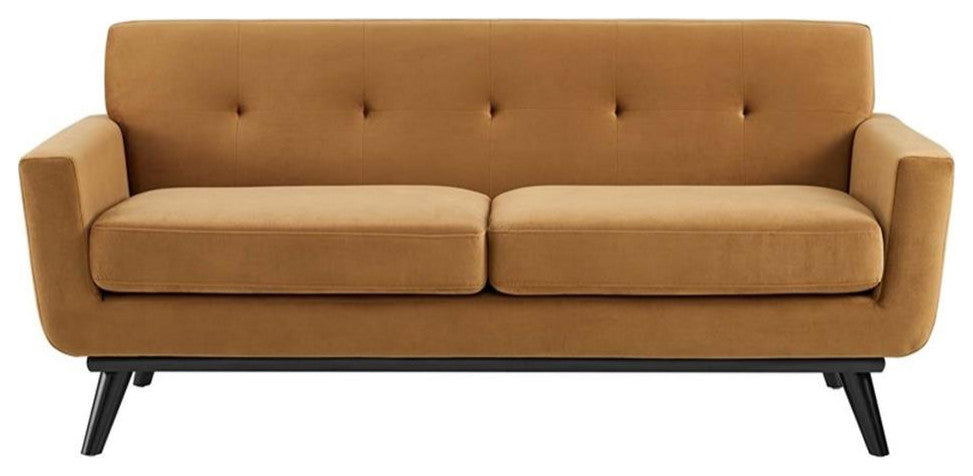 Engage Performance Velvet Loveseat, Cognac