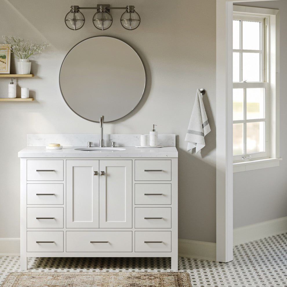 Ariel Cambridge 48" Single Oval Sink Vanity, Carrara Quartz