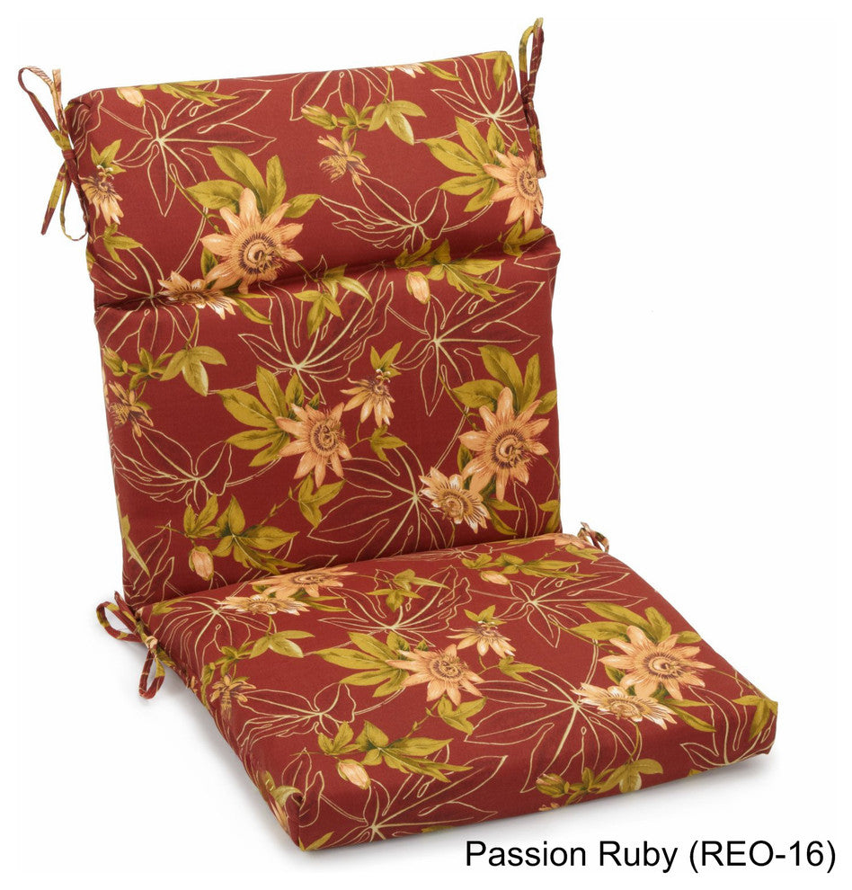 22"x45" Outdoor Squared Seat/Back Chair Cushion, Passion Ruby