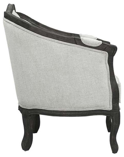 Acme Samael Chair With Pillow Gray Linen and Dark Brown Finish