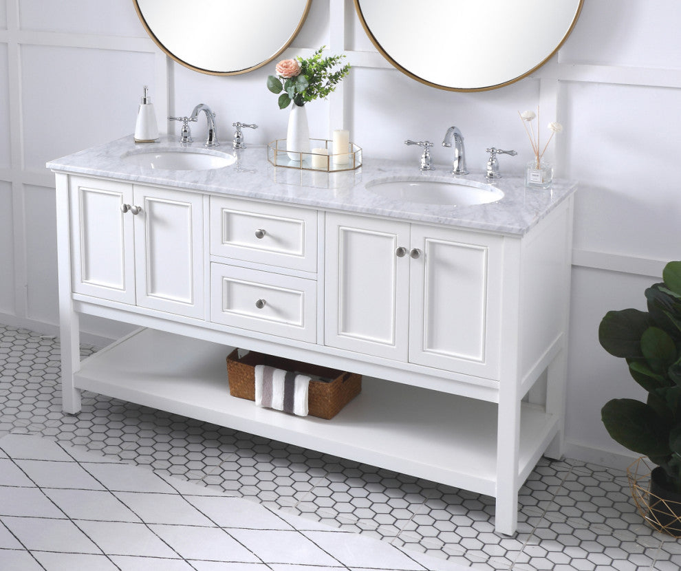 Home Living 60" Double Sink Bathroom Vanity Set, White