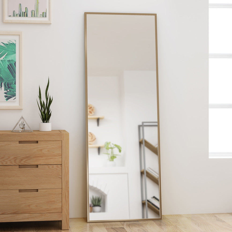 Louise Modern Rectangular Standing Mirror, Mirror, Gold