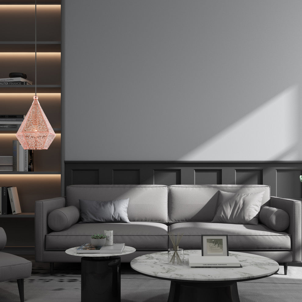 Livex Lighting Aberdeen 1 Light Rose Gold Large Pendant