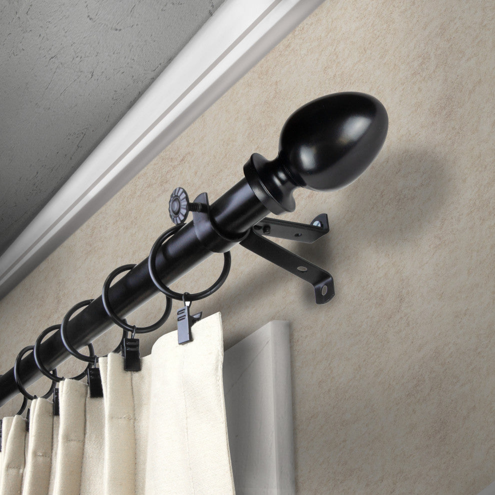 Faye 13/16" Curtain Rod, Black, 66-120"