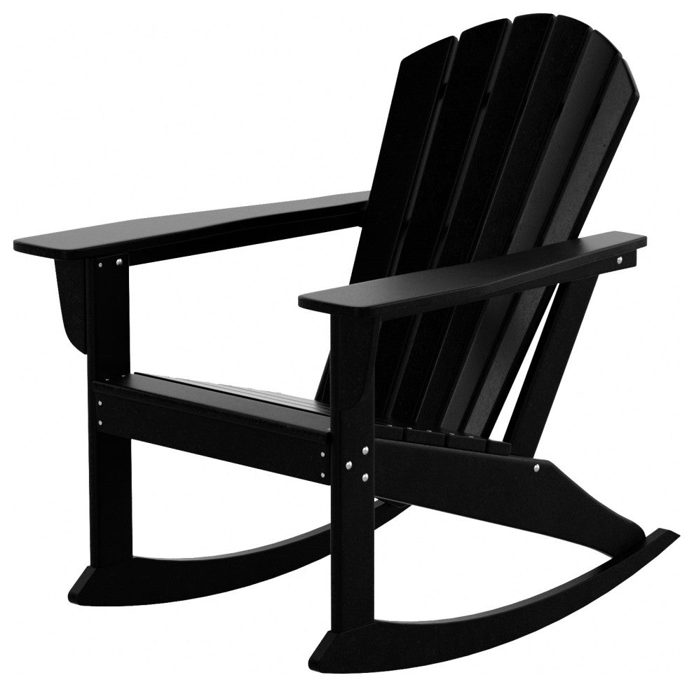 WestinTrends Outdoor Patio Poly Lumber Adirondack Porch Rocking Chair Rocker, Black