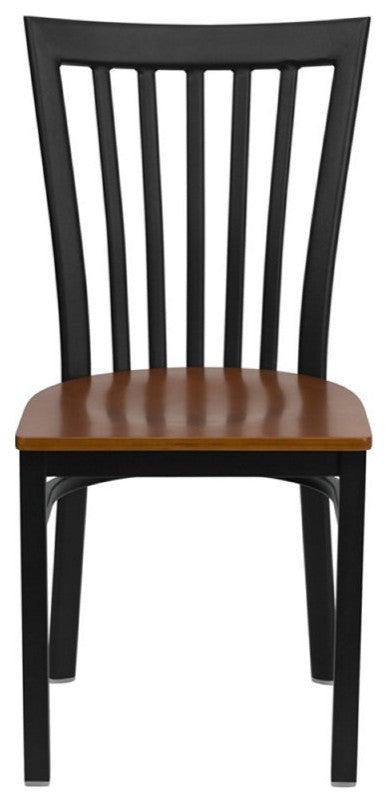 Flash Furniture Hercules Black Back Metal Dining Chair in Cherry