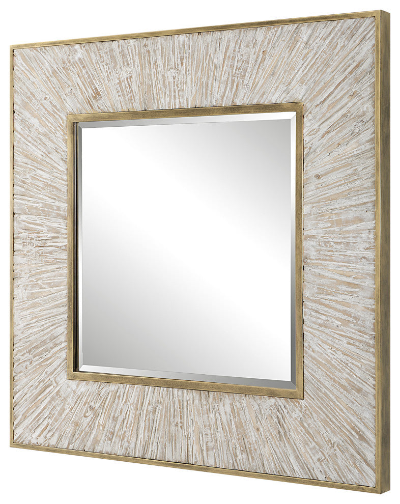 Uttermost Wharton Whitewashed Square Mirror